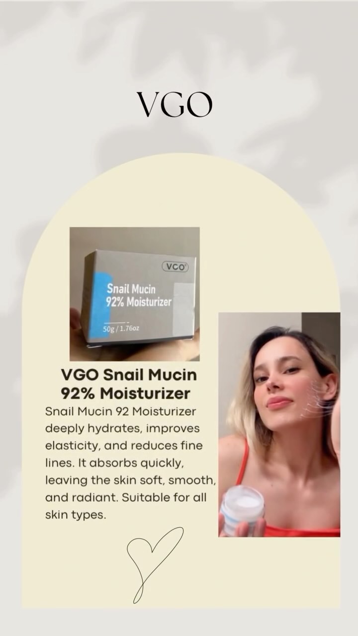 Instagram post by @merveugc for VGObeauty. Caption reads: Snail Mucin 92 Moisturizer with 92% snail....