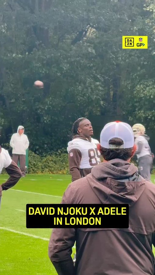 Instagram post by @brownsnigeria for Whistle. Caption reads: The London rain was a paid actor 😂 David Njoku &....