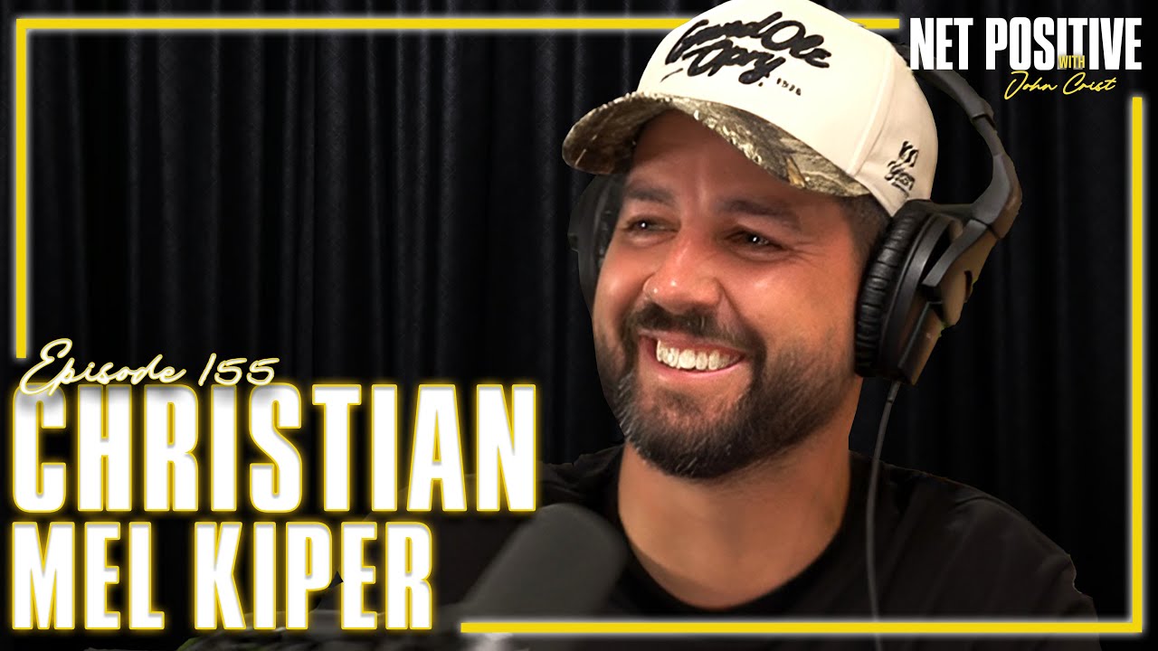 YouTube post by @netpositivepod for MOSH. Caption reads: Christian Mel Kiper | Net Positive with John Crist.