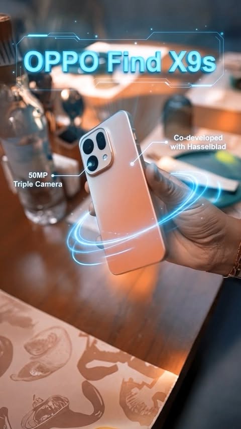 Instagram post by an influencer for OPPO India. Caption reads: OPPO Find X9s | Hasselblad Magic in Your Pocket 🔥....