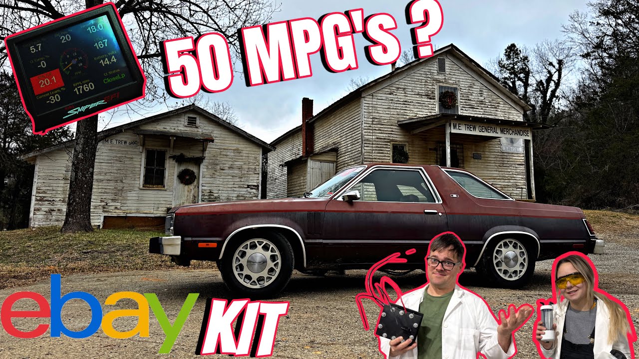 YouTube post by @Sleeperdude for Lasfit. Caption reads: Can We Get 50 MPG's Out Of An Old Gas Guzzler?.