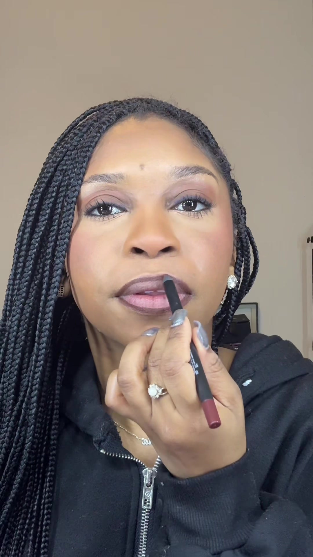 TikTok post by @thezariat for The Lip Bar. Caption reads: [...] cute ! Lip Liner : Straight Livin @thelipbar....