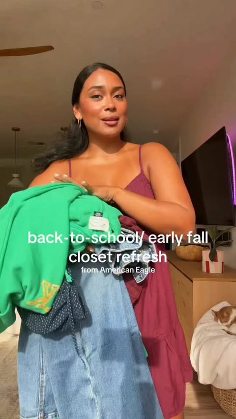 Instagram post by @michaelajacobs for American Eagle. Caption reads: [...] into the fall season from @americaneagle !....