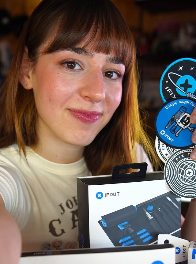 Instagram post by @sayakasdigitalattic for iFixit. Caption reads: Just opened a box full of @ifixit tools 🔧 it....