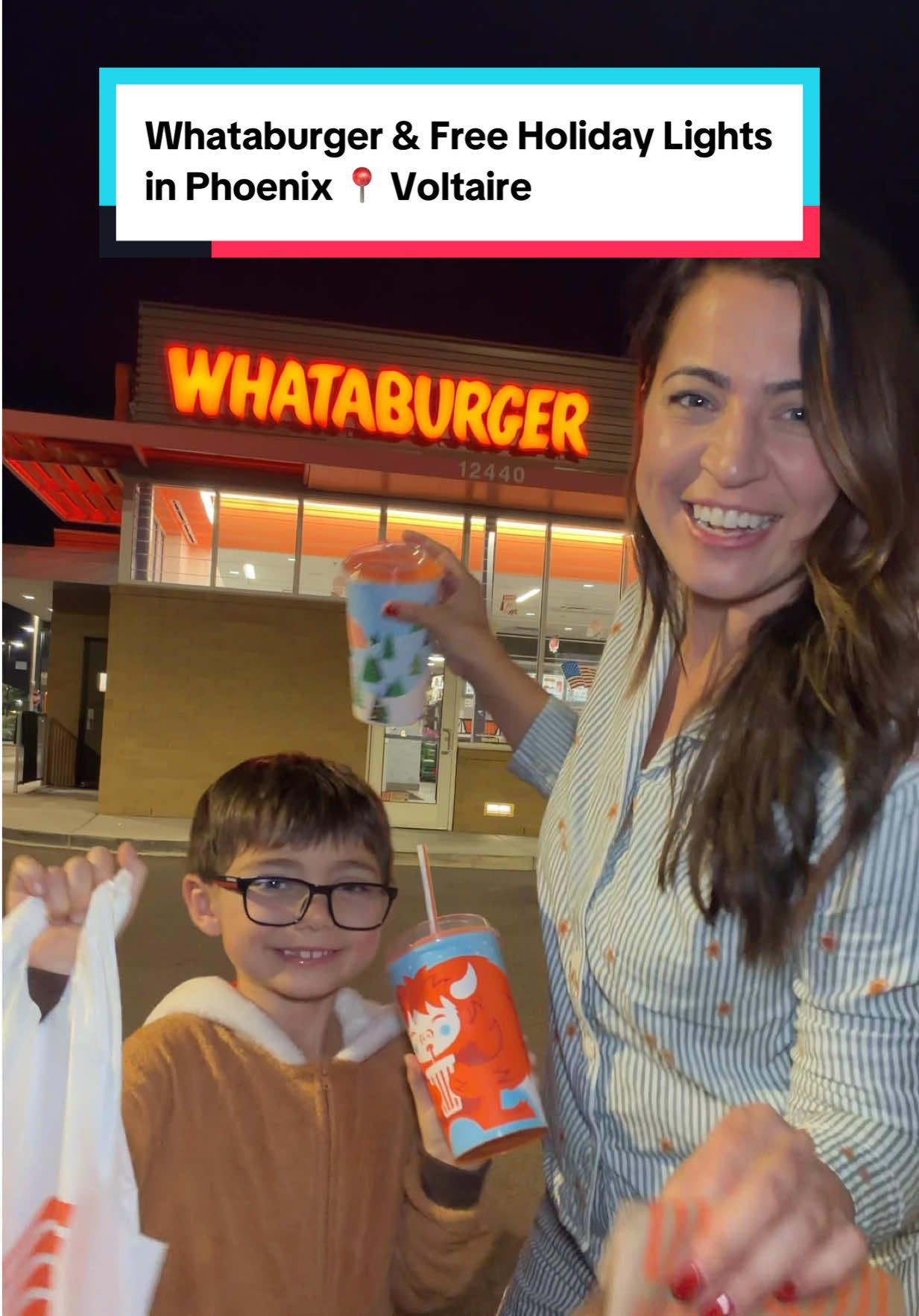 TikTok post by @missfirebites for Whataburger. Caption reads: [...] Moments, Arizona Style = jammies,....