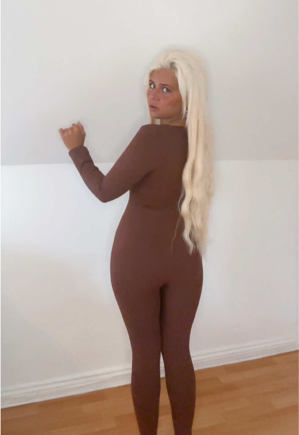 TikTok post by @elliehornettx for MOOSLOVER. Caption reads: @MOOSLOVER #clothes #fyp #jumpsuit #coord #tryon .