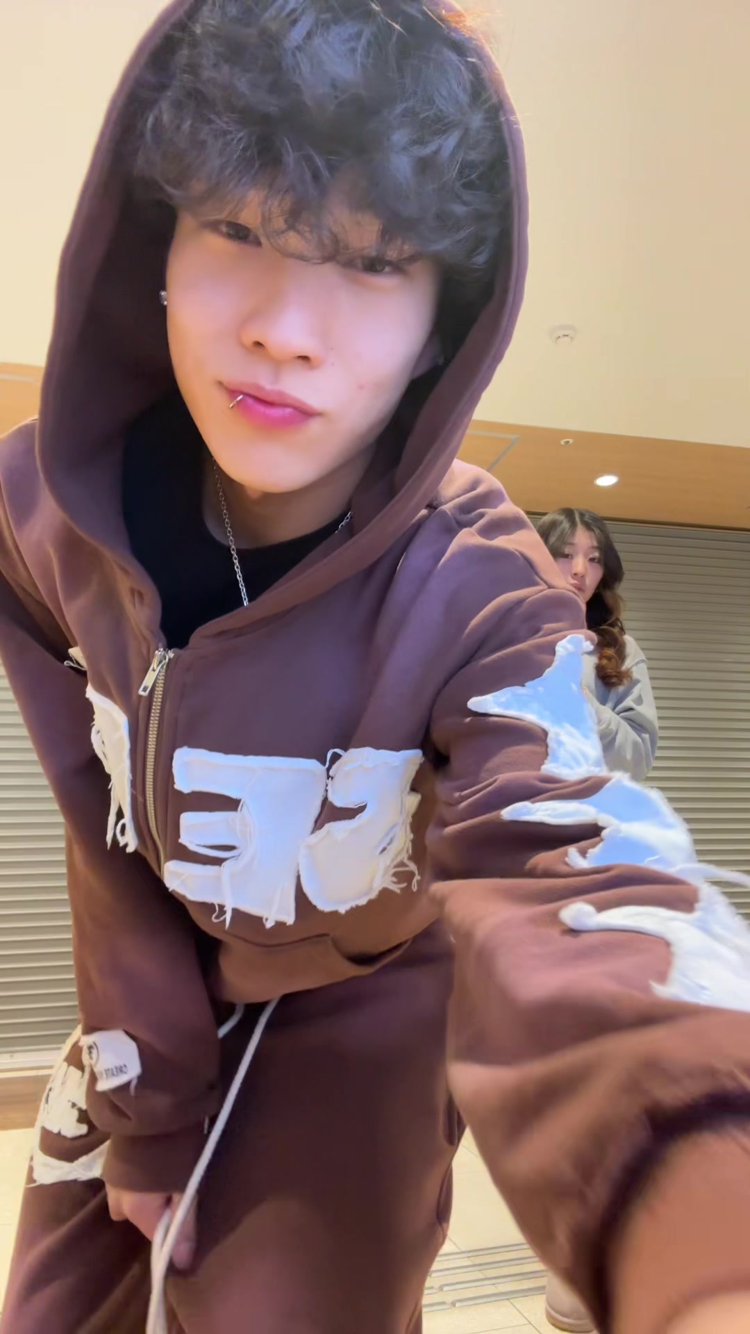 TikTok post by @shadowthekit_y for Timeloop Visionz. Caption reads: Sweatsuit from @timeloopvisionz use code: SHADOW....