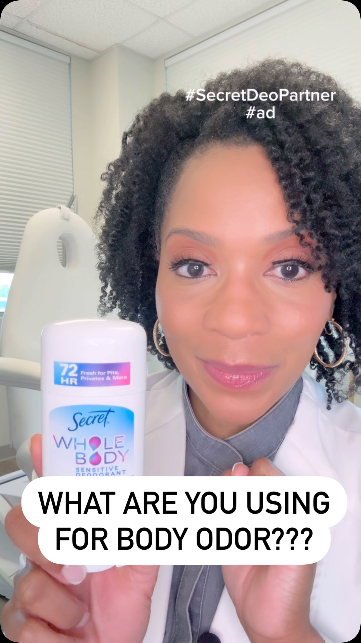 Instagram post by @drdiannedavis for Secret Deodorant. Caption reads: Yes, whole body deodorant is a thing — and your....
