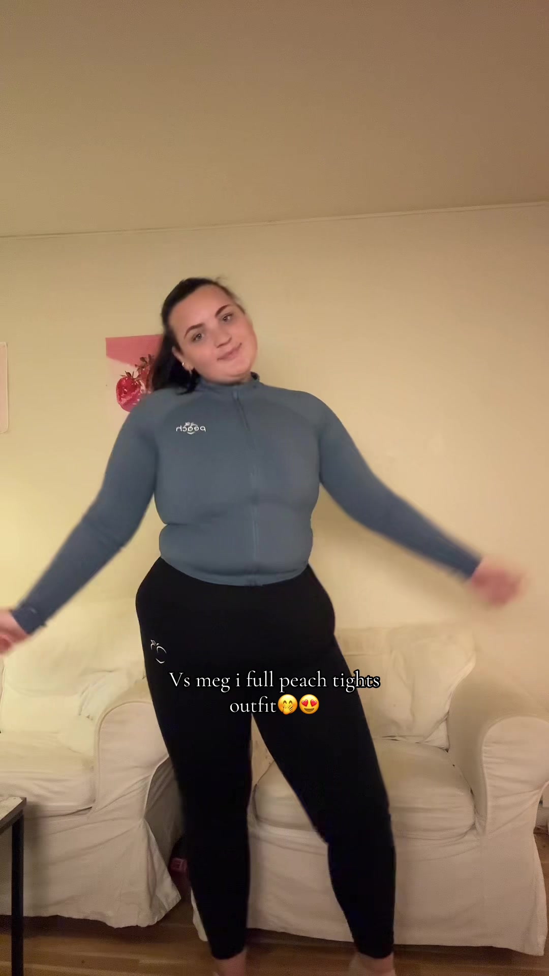 TikTok post by @rebekkahansenofficial for PEACH TIGHTS. Caption reads: @PEACH TIGHTS in my heart😍😍.