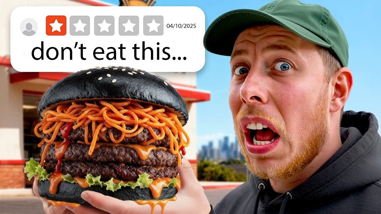 YouTube post by @Calfreezy for Revolut. Caption reads: I Tested Viral Fast Food Restaurants!.