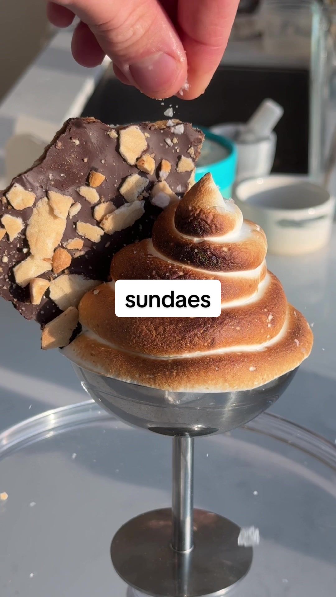 TikTok post by @ryannordheimer for Tillamook. Caption reads: winter wonderland ice cream sundaes 🍦  recipe is....