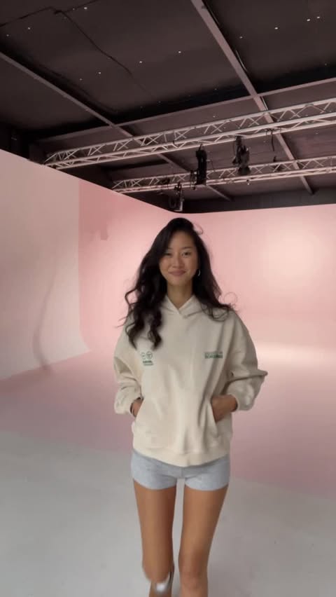 Instagram post by @thuvnn for EME STUDIOS. Caption reads: Shoot day 📸✨ hoodie @emestudios_ #gifted 💕....