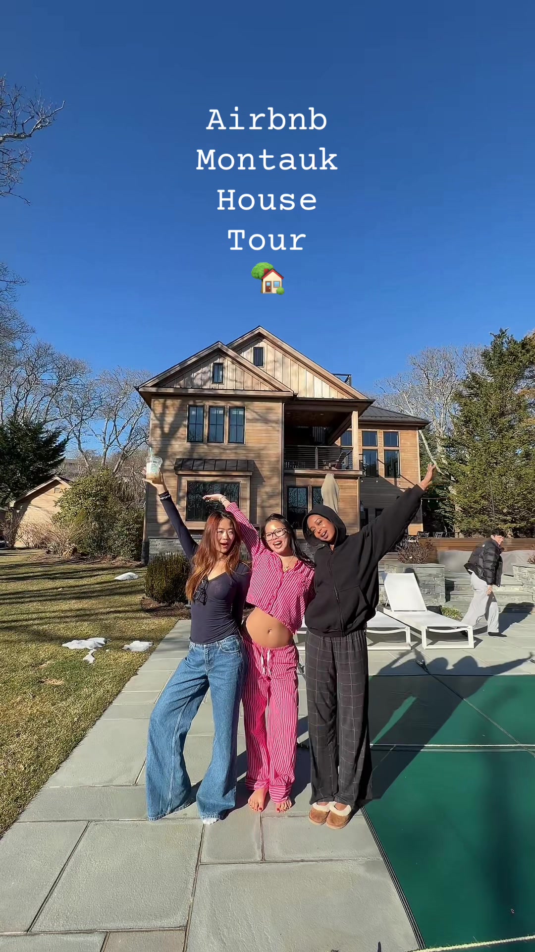 TikTok post by @katiefanggg for Airbnb. Caption reads: [...] Montauk house for a friends’ weekend....