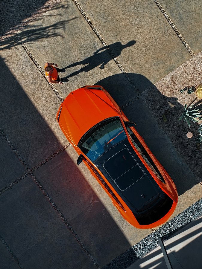 Instagram post by @asenseofhuber for Lamborghini. Caption reads: [...] my Palm Springs inspired series for....