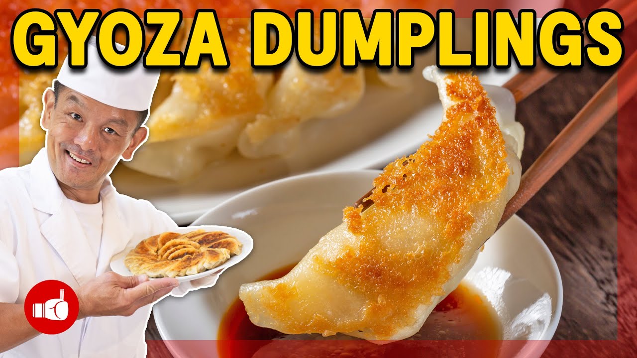 YouTube post by @ChampsJapaneseKitchen for tippsysake. Caption reads: The EASIEST Gyoza Dumpling Recipe |  Japanese....