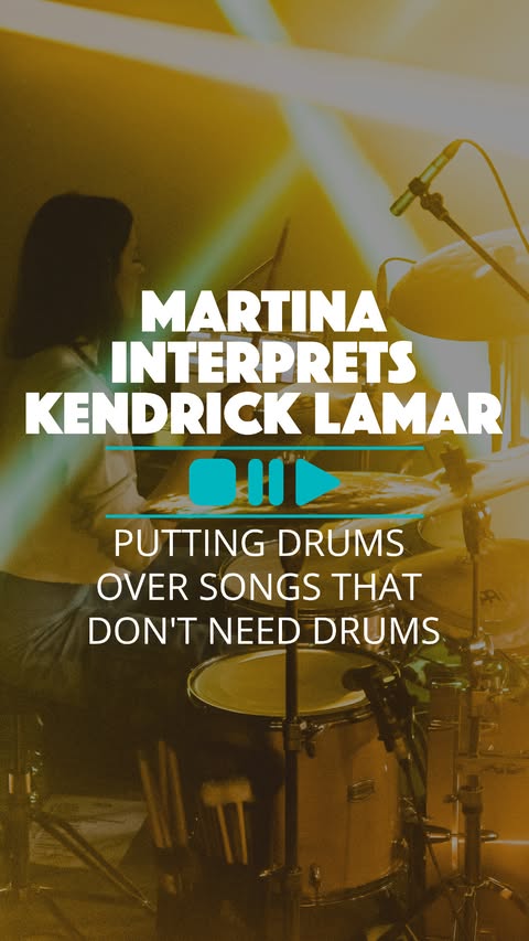 Instagram post by @iamthe_m for Thomann. Caption reads: Martina adds drums to Kendrick Lamar's song Crown....