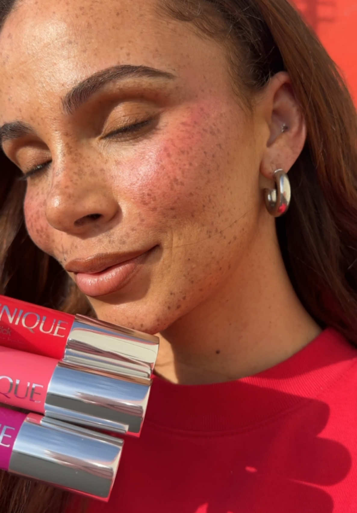 TikTok post by @joyjah for Clinique. Caption reads: Color that moves with me. 🍇 @Clinique Chubby....