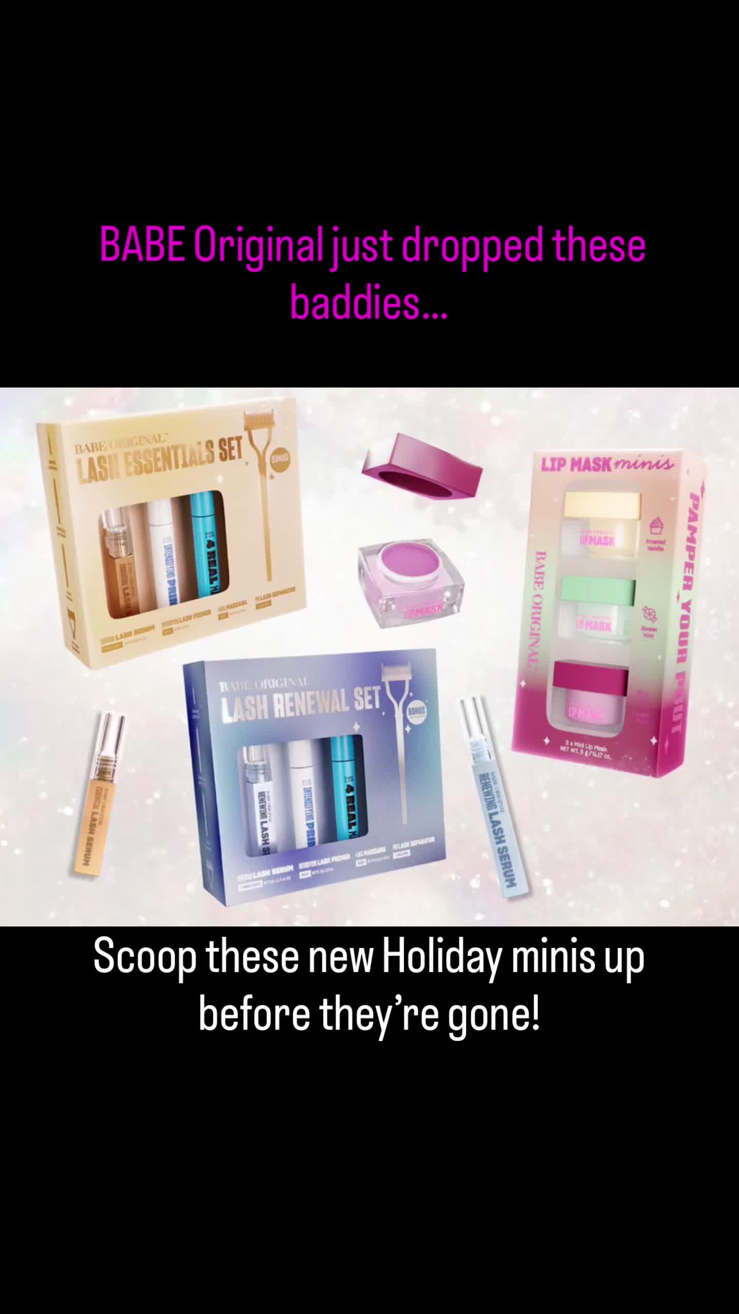 TikTok post by @xoxomabes for Babe Original. Caption reads: [...] lip gloss minis are on the @Babe Original....