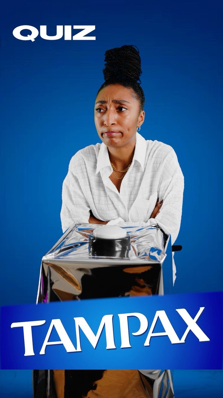 Instagram post by @citron_rose for Tampax. Caption reads: Savais-tu que 60% des femmes ne savent pas que la....