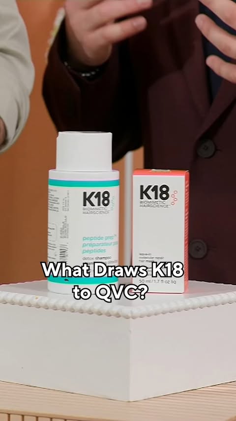 Instagram post by @justinsochovkaqvc for QVC. Caption reads: @K18Hair is on @QVC to help even more beauty....