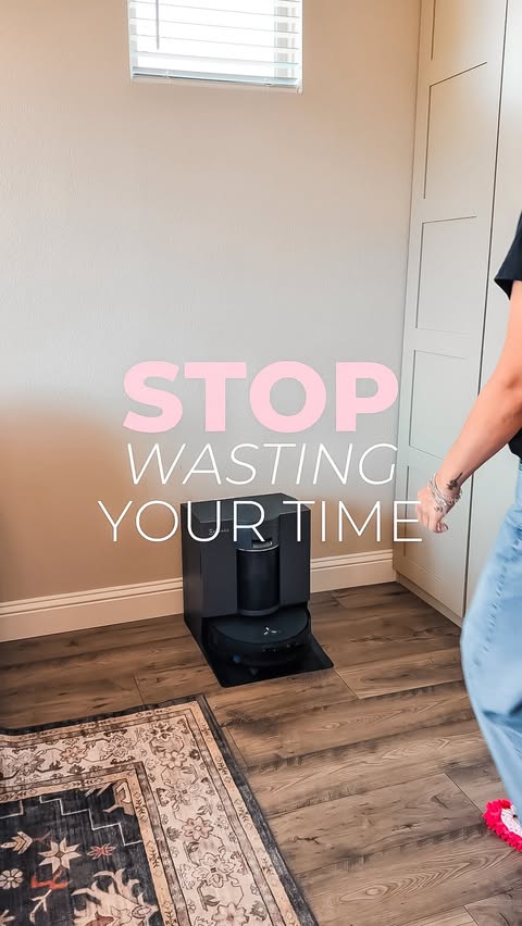 Instagram post by @cleantokcary for ECOVACS ROBOTICS. Caption reads: POV: You’re still vacuuming AND mopping your....