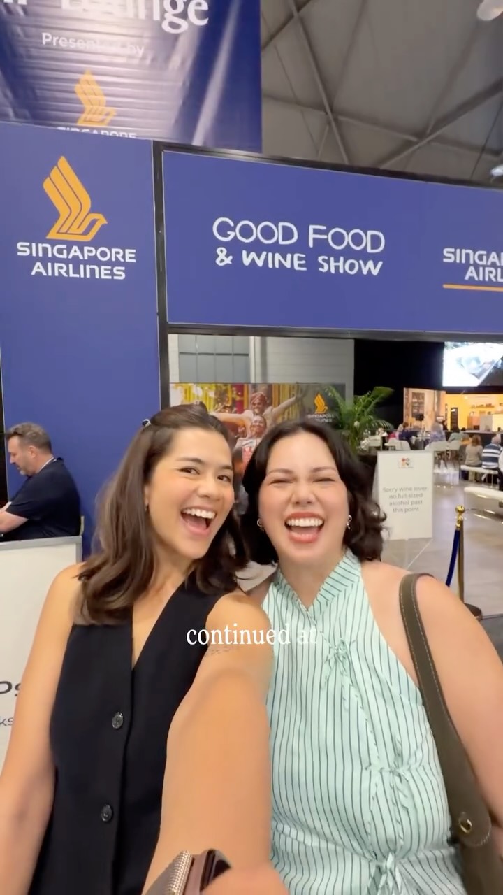 Instagram post by @sarahhuangbenjamin for Singapore Airlines. Caption reads: Brisbane was a trip of firsts! Our first time....