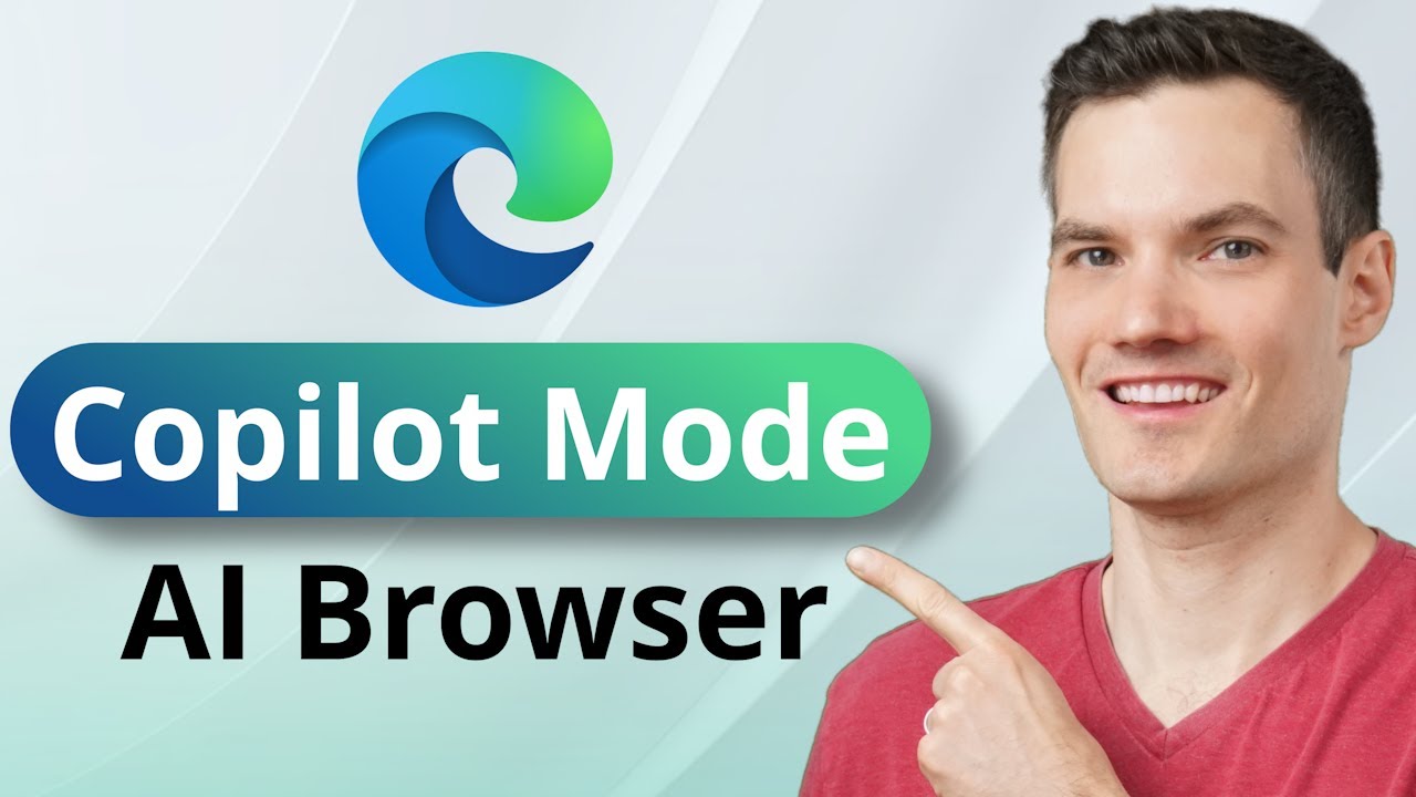 YouTube post by @KevinStratvert for Thinkific. Caption reads: NEW: Copilot Mode in Microsoft Edge (Top 5 AI....