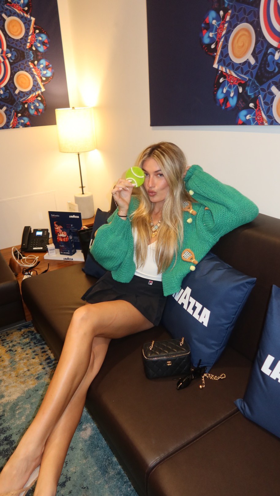 Instagram post by @madisonappel for Lavazza USA. Caption reads: Had a fantastic time at the US Open with....