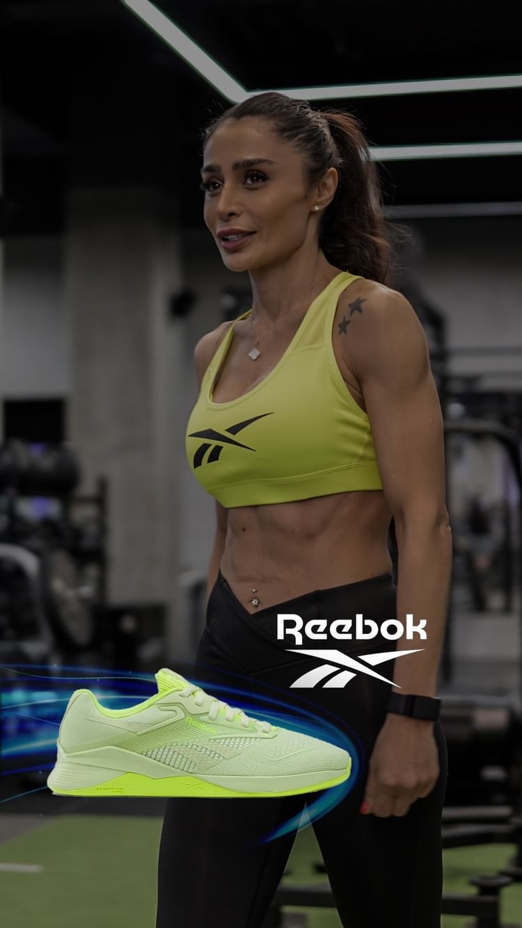 Instagram post by @ilinaz_bahrami for Reebok Middle East & N.Africa. Caption reads: Fresh kicks, REEBOK NANO X4 is ready for action!....