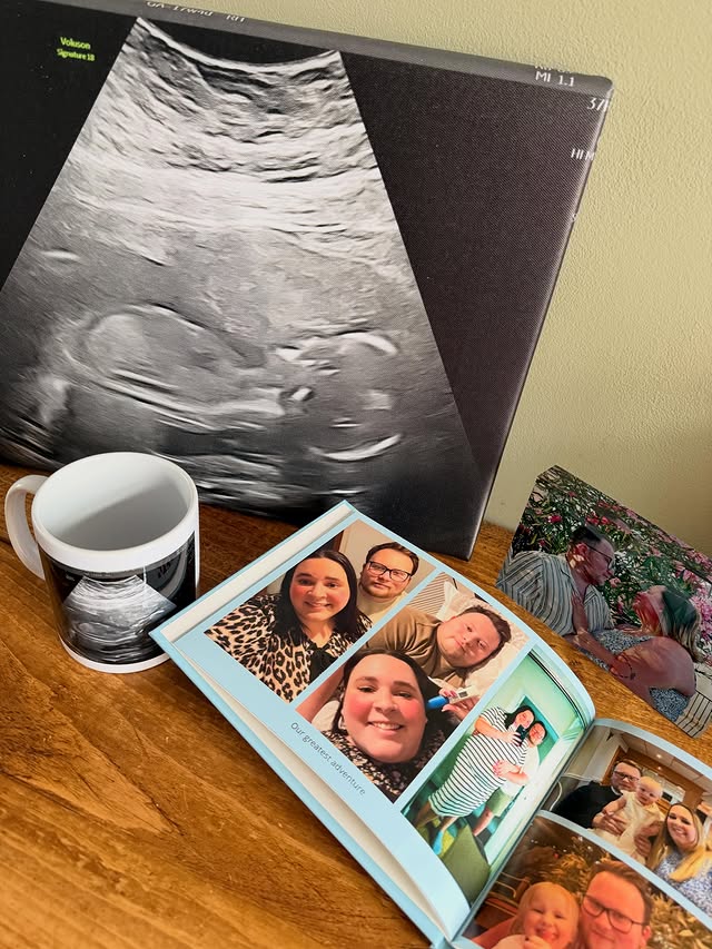 Instagram post by @athomewithbecandjames for Photobox. Caption reads: [...] time to bring them to life with @photoboxuk....