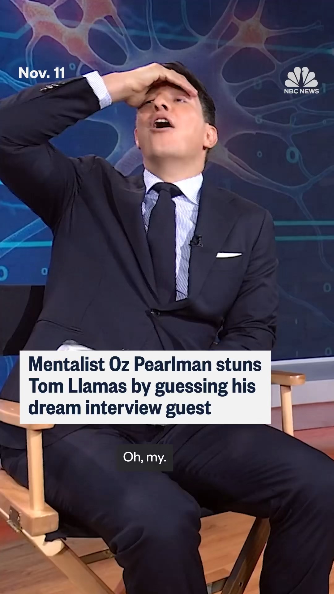 Instagram post by @ozthementalist for NBC News. Caption reads: @ozthementalist, a mentalist and author of “Read....