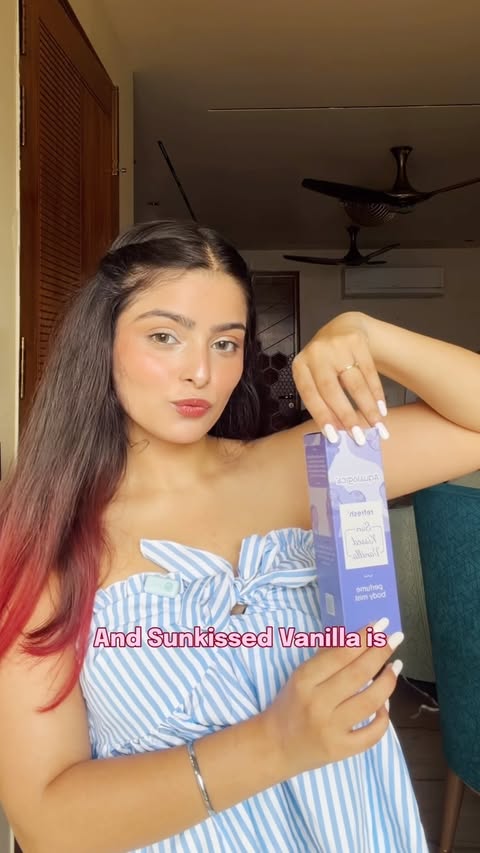 Instagram post by @shifaasharrma for Aqualogica. Caption reads: [...] Collab,Pr,Ad,Aqualogica Body Mist,Girls....