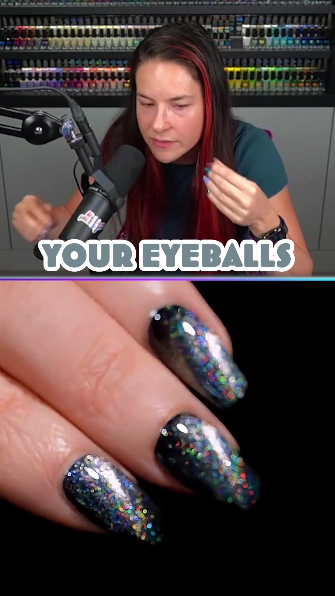 TikTok post by @simplynailogical for Holo Taco. Caption reads: [...] AND magnetic TOPPER?! 🧲💿 yes we did that💅....