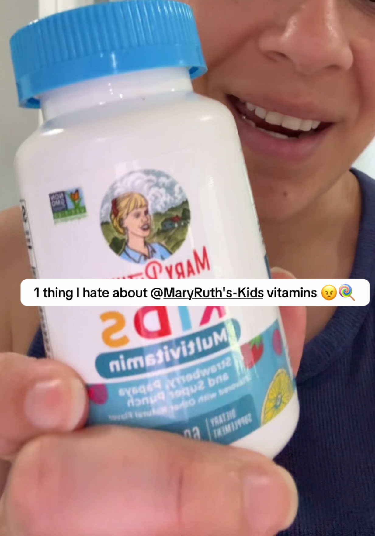 TikTok post by @itsspelledmichelle for MaryRuth's Kids. Caption reads: I hate the Mary Ruth’s vitamins taste so good that....