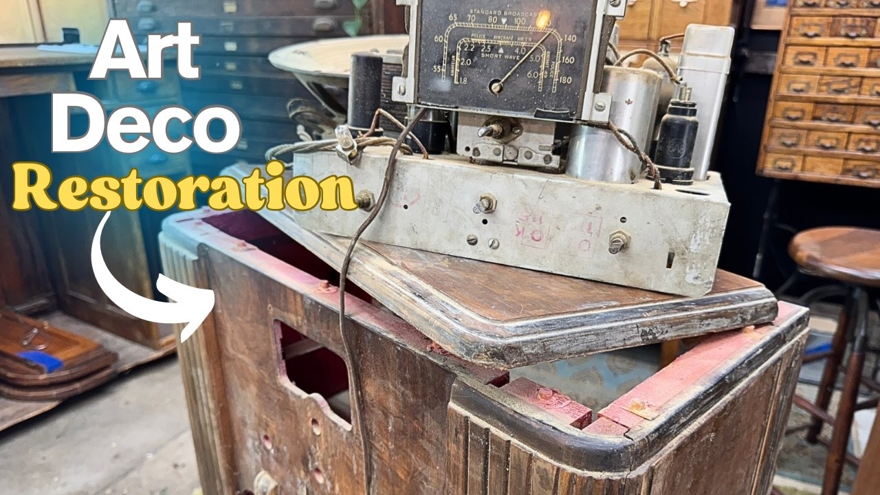 YouTube post by @MadCityModern for SurfPrep sanding. Caption reads: Ep. 135 Amazing Restoration of a TRASHED Vintage....