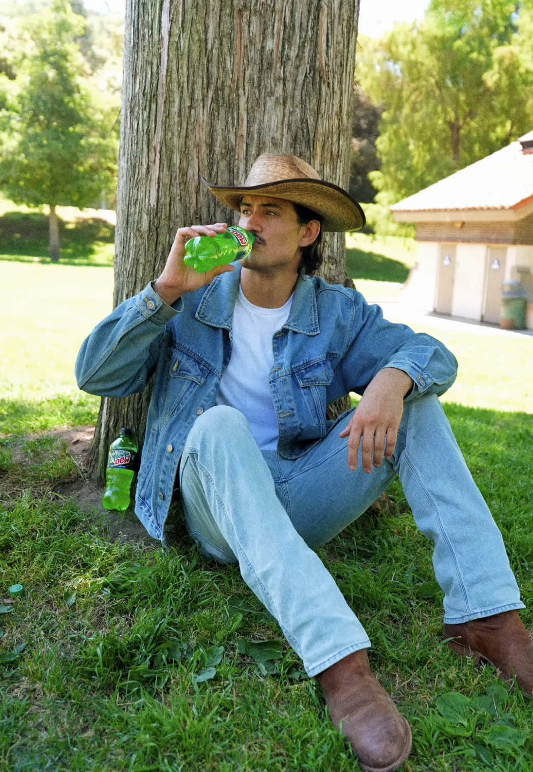 TikTok post by @cartervailmusic for Mountain Dew. Caption reads: Nature ain't scary when you got a Mountain Dew to....