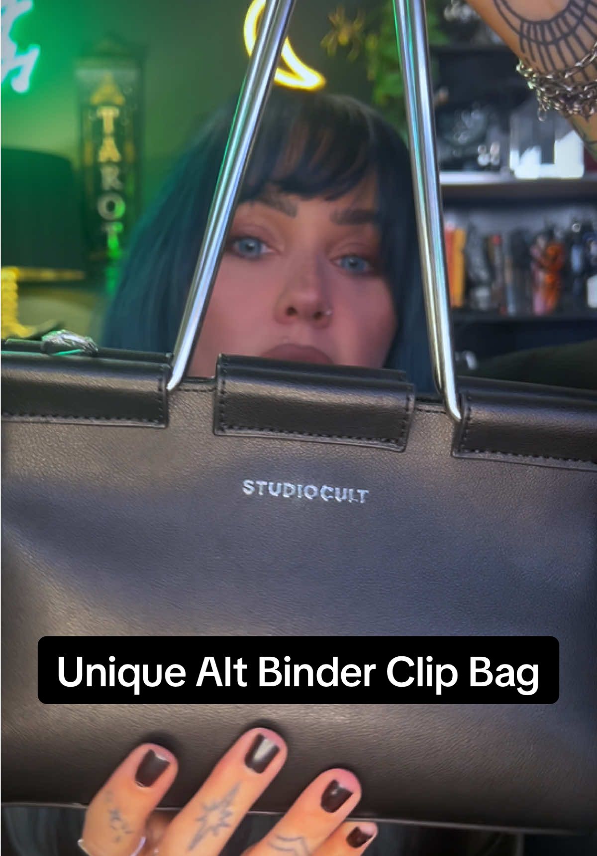 TikTok post by @christystarmua for STUDIOCULT. Caption reads: Do you see why I’m obsessed?!?😱🖤🗒️ @Studiocult....