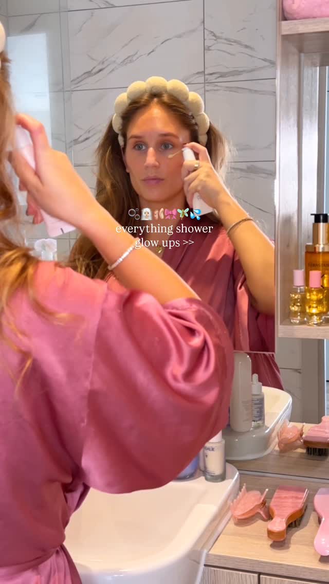 Instagram post by @byemmaleah for Living Proof. Caption reads: everything shower glow up nights....