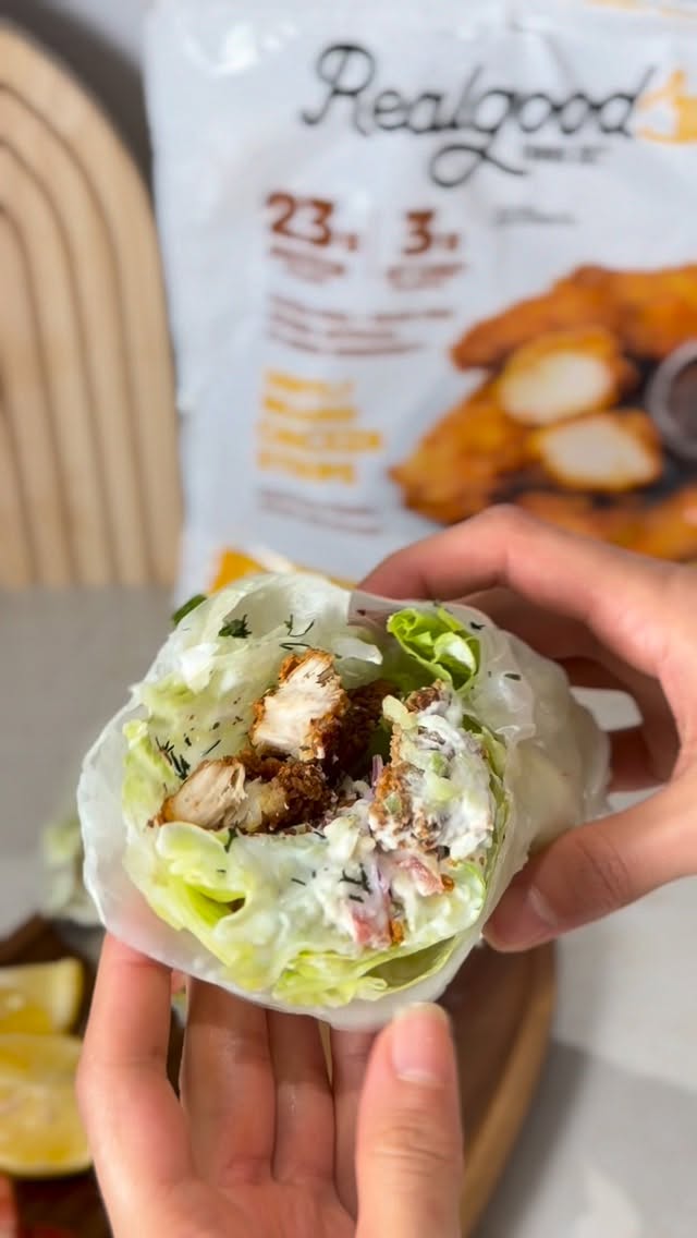 Instagram post by @theaydasdiary for Real Good Foods Co.. Caption reads: Quick, fresh, and packed with flavor! 🌯✨ These....
