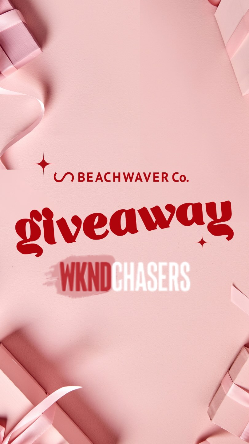 Instagram post by @wkndchasers for Beachwaver. Caption reads: (Giveaway closed + winner has been....