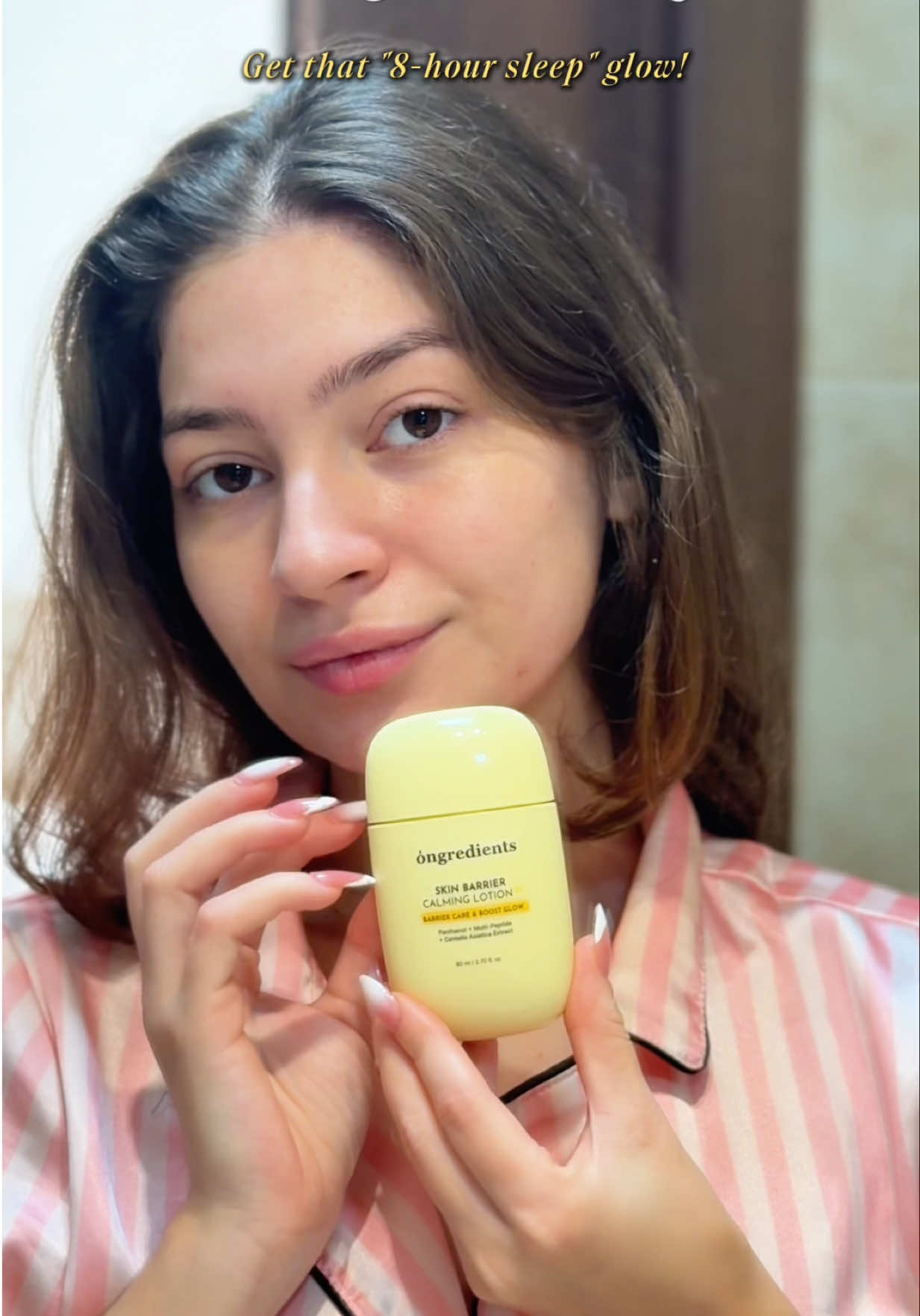 TikTok post by @isabella.bracamonte for Ongredients US Store. Caption reads: Say goodbye to morning puffiness and hello to that....