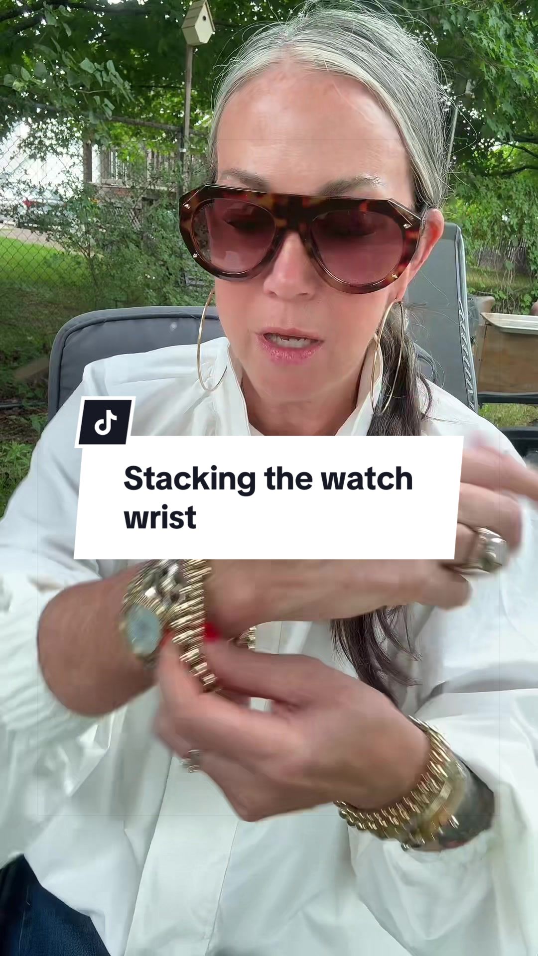 TikTok post by @aestheticaleestyles for PAVOI. Caption reads: Stacking my watch wrist with the @PAVOI beaded....