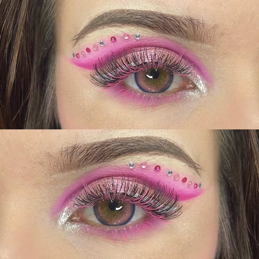 Instagram post by @bubumakeupwork for Eylure. Caption reads: [...] (code „bubu 20% off 💸)....