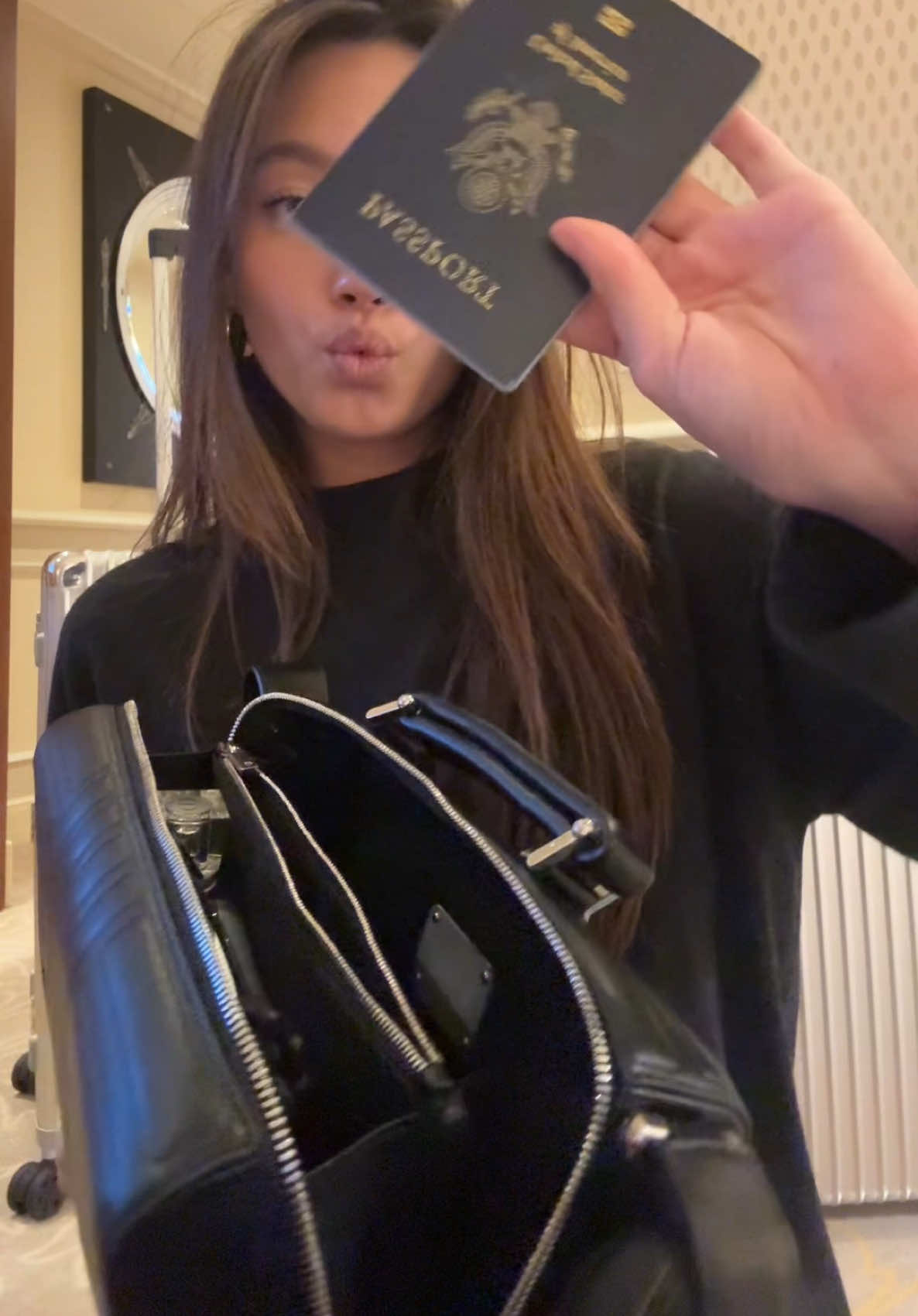 TikTok post by @lilychee for RIMOWA. Caption reads: bringing my @RIMOWA groove bag everywhere this....