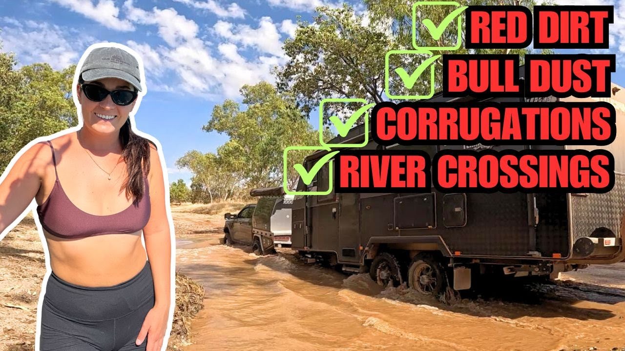 YouTube post by @CaravanAdventureAus for The Collagen. Caption reads: OUTBACK TRACK leading to PARADISE | Lawn Hill,....