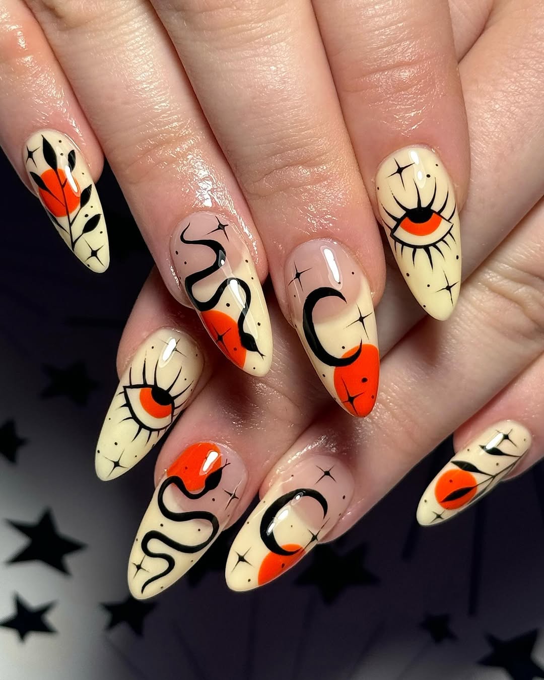 Instagram post by @spellboundxnails for the_gelbottle_inc. Caption reads: 𝗦𝗲𝗮𝘀𝗼𝗻 𝗼𝗳 𝘁𝗵𝗲 𝘄𝗶𝘁𝗰𝗵....