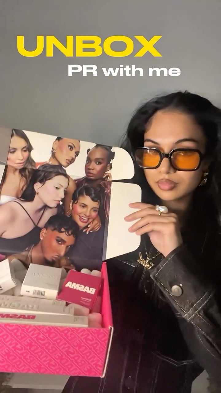 Instagram post by @vrscez for BASMA Beauty. Caption reads: first ever PR package, thank you again....