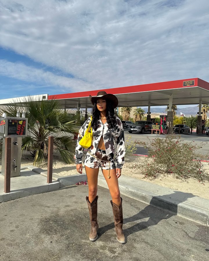 Instagram post by @antoinette.victoria for Nasty Gal. Caption reads: Day 2 baby 🤠 @nastygal ad.