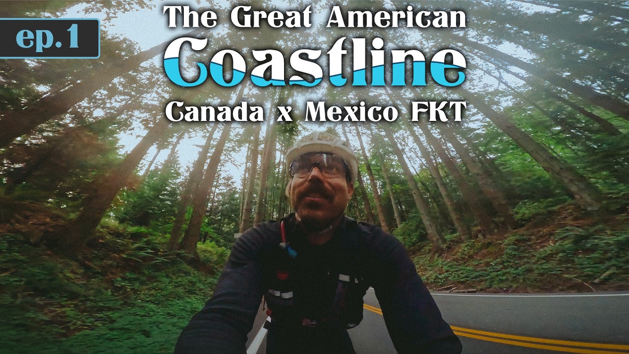 YouTube post by @TheVCAdventures for USWE. Caption reads: Day 1 | The Great American Coastline (Riding From....