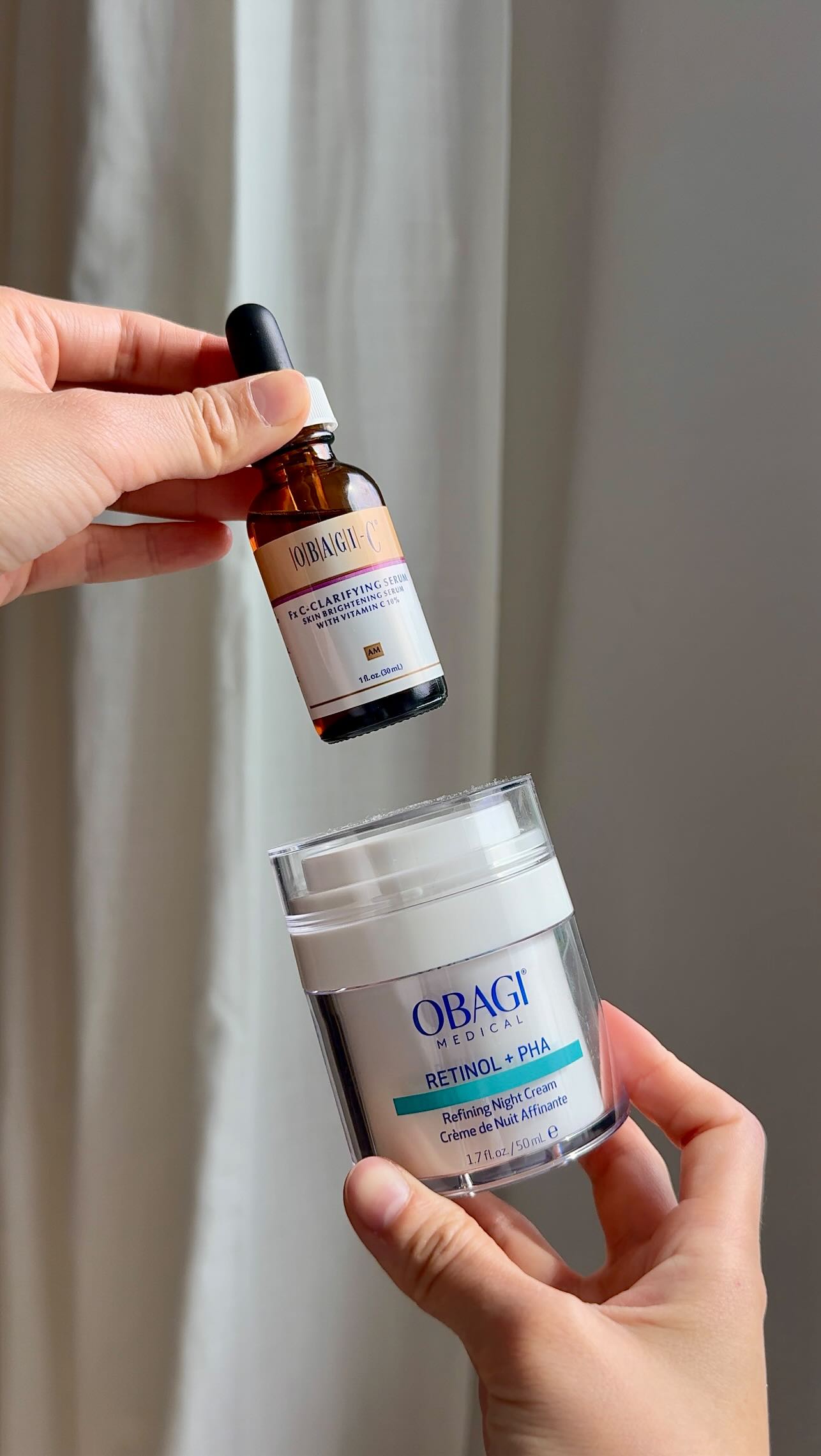 Instagram post by @j_hsiao for Obagi. Caption reads: My go-to routine for glowing, even skin:

☀️ AM:....